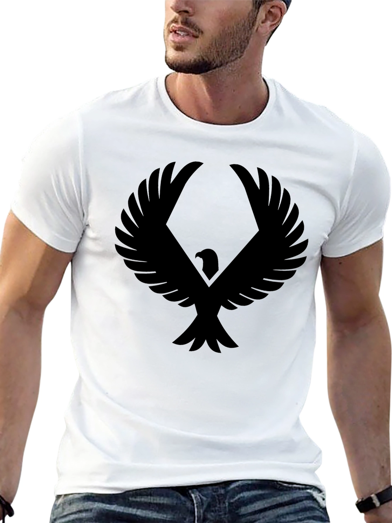 Mens Black Eagle Graphic T-Shirt