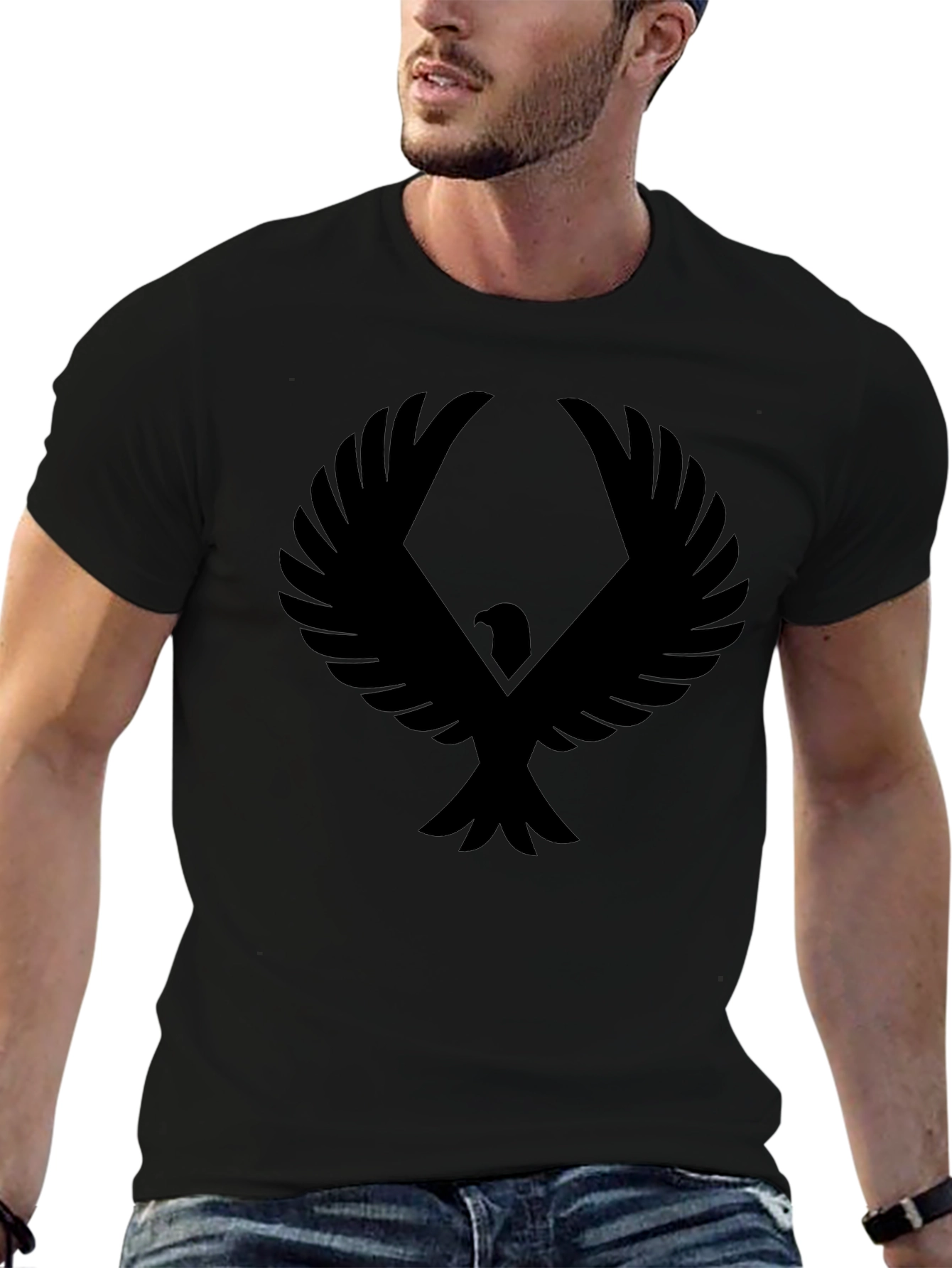 Mens Black Eagle Graphic T-Shirt