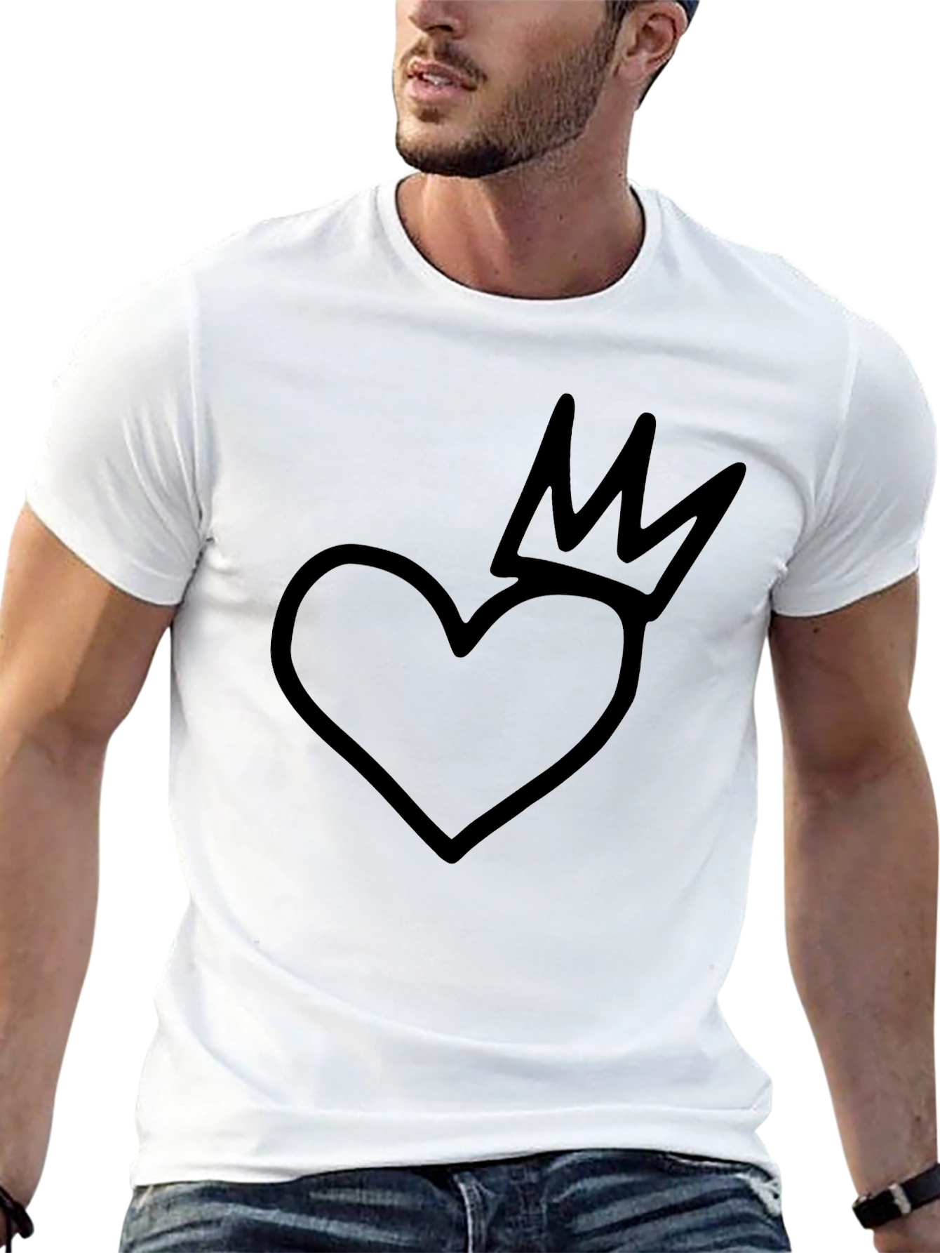 Heart with Crown Graphic Black T-Shirt