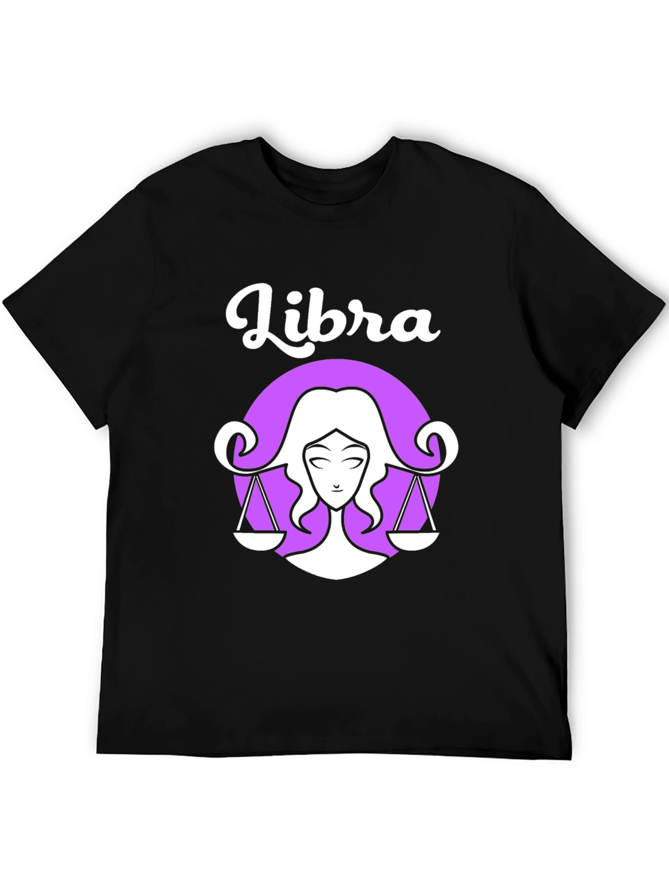Libra Zodiac Graphic Tee - Black Cotton Shirt