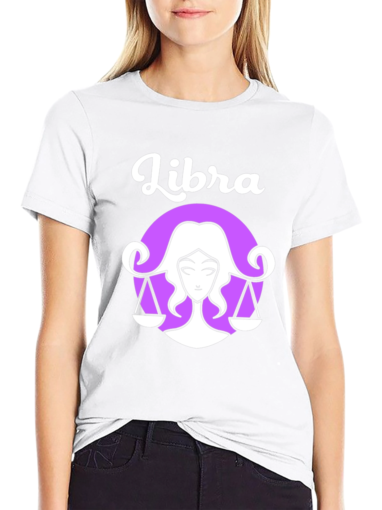 Libra Zodiac Graphic Tee - Black Cotton Shirt