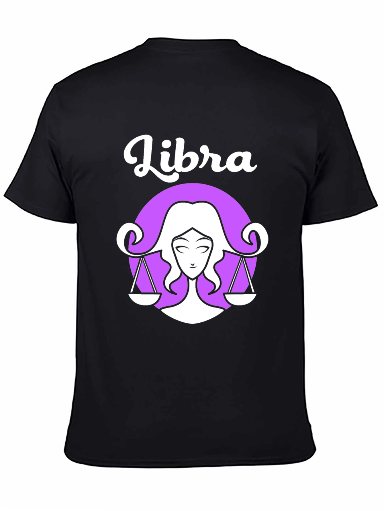Libra Zodiac Graphic Tee - Black Cotton Shirt