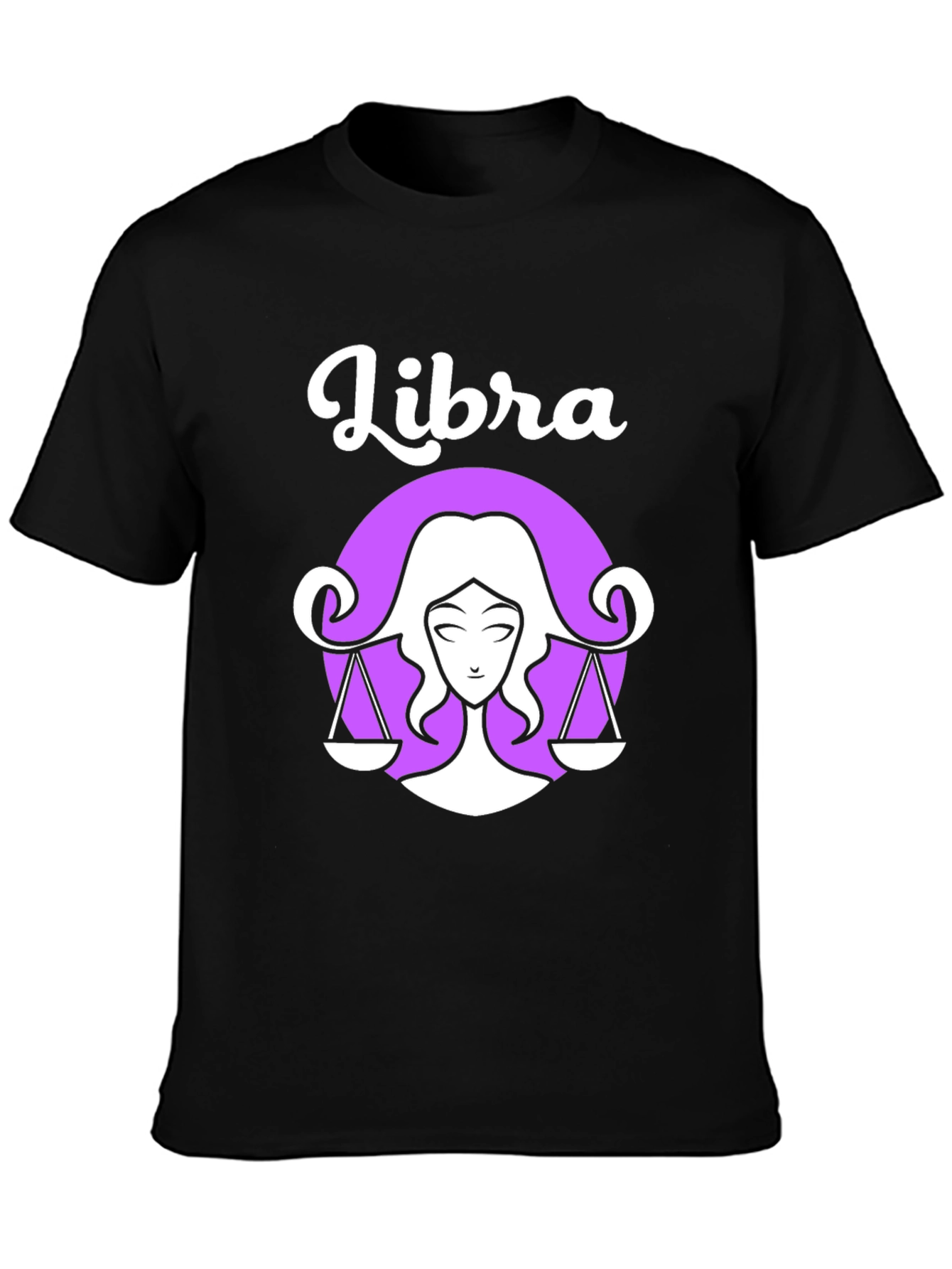 Libra Zodiac Graphic Tee - Black Cotton Shirt