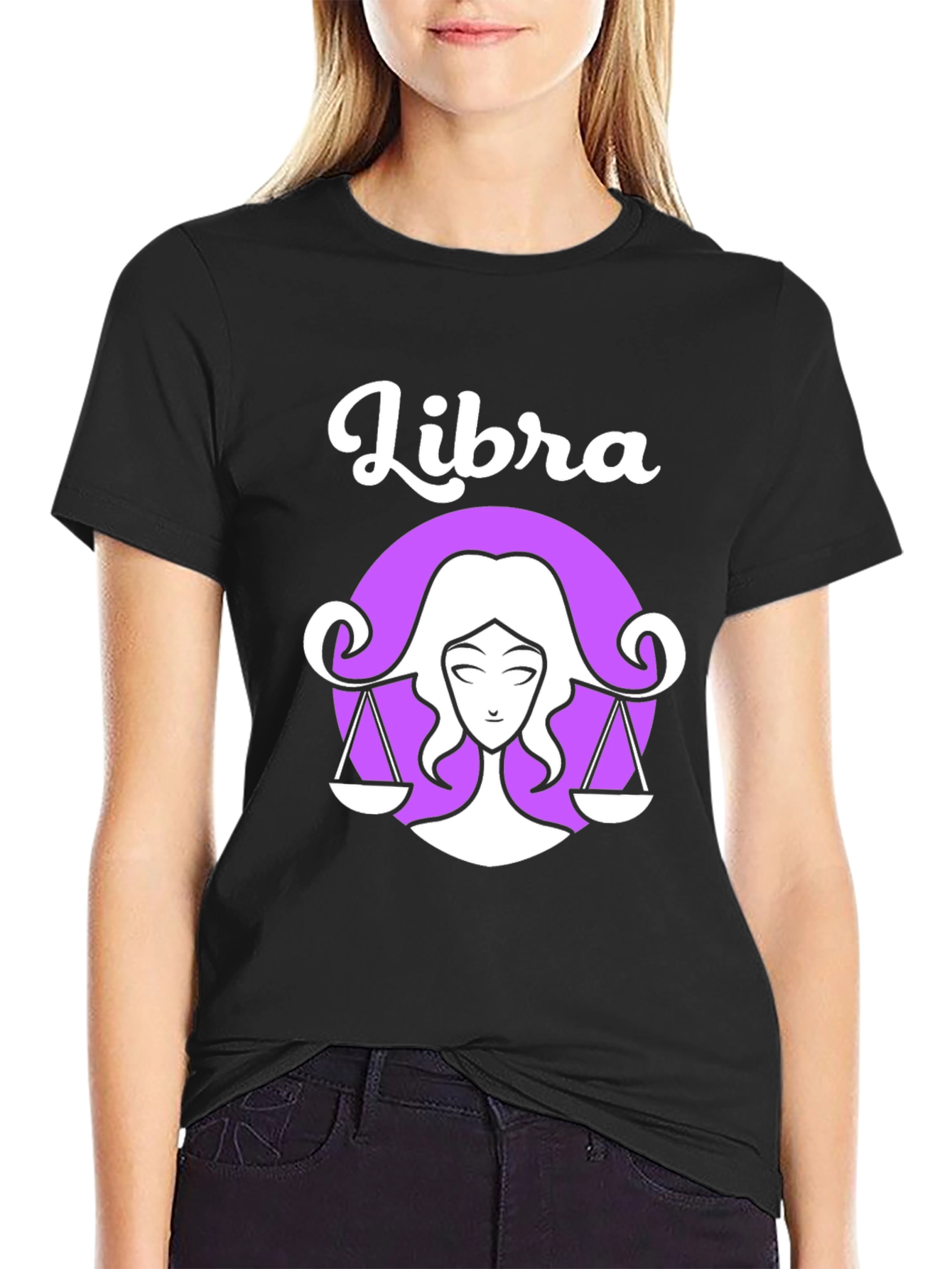 Libra Zodiac Graphic Tee - Black Cotton Shirt