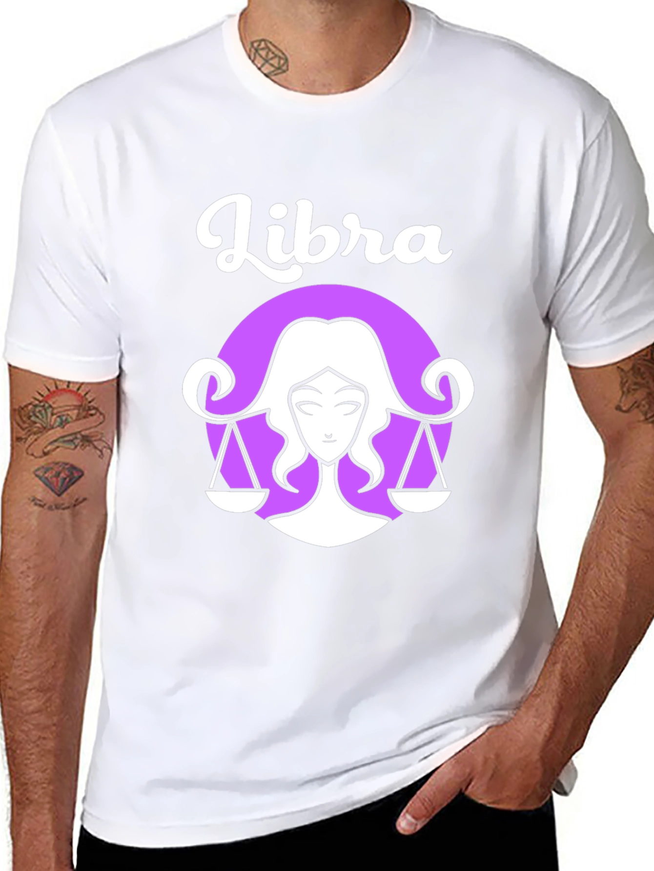 Libra Zodiac Graphic Tee - Black Cotton Shirt