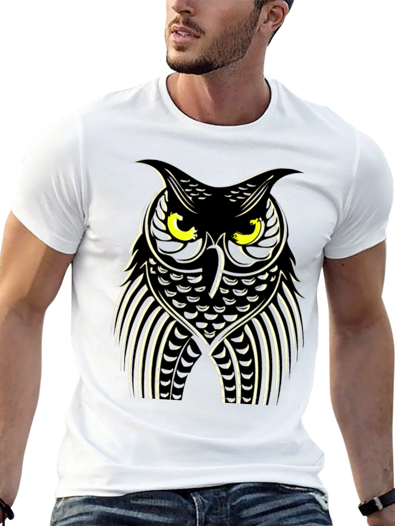 Owl Graphic Print Black T-Shirt