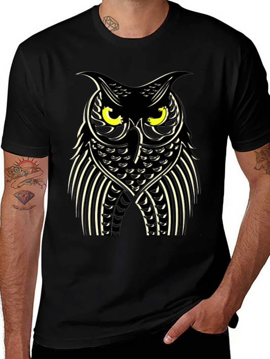 Owl Graphic Print Black T-Shirt