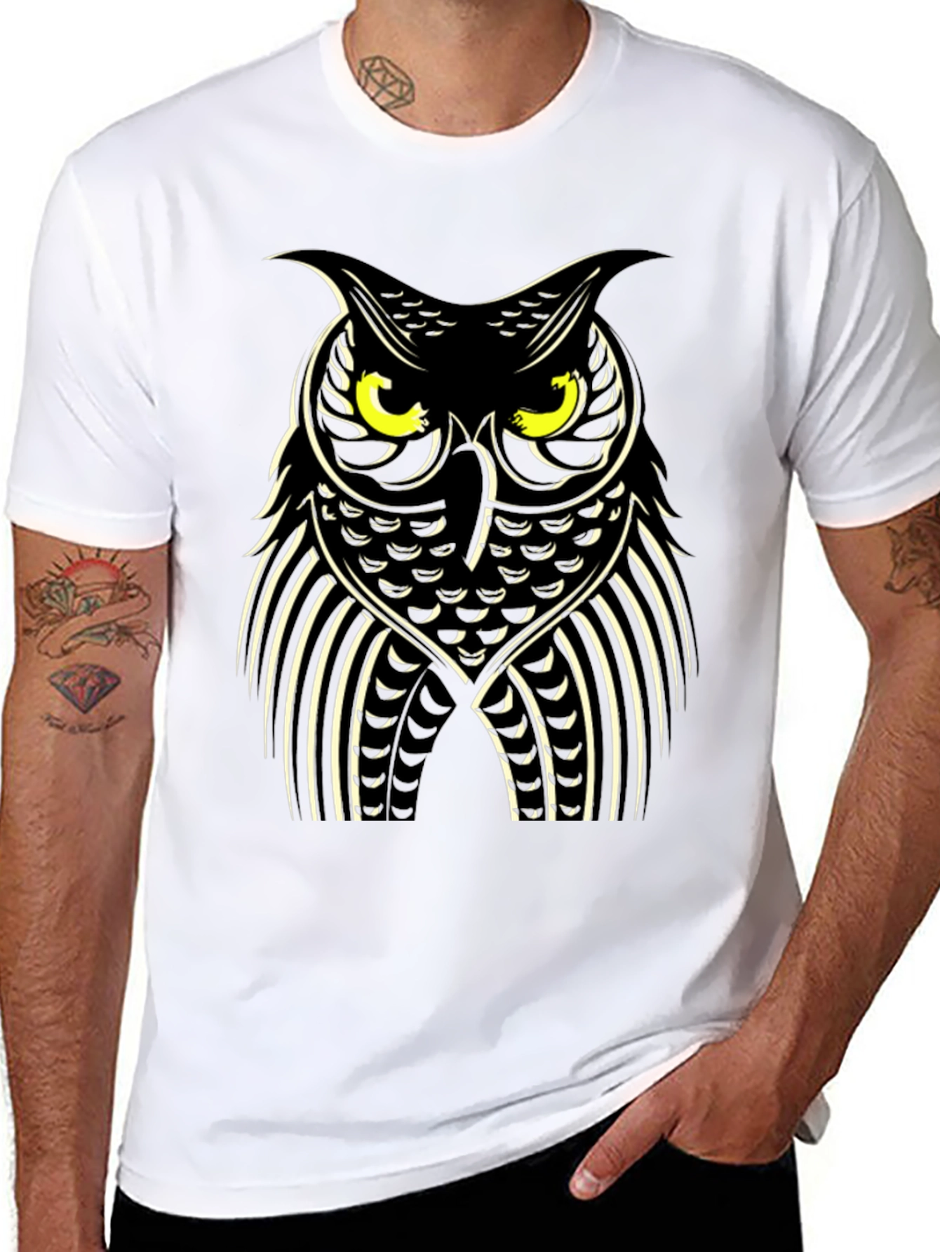 Owl Graphic Print Black T-Shirt