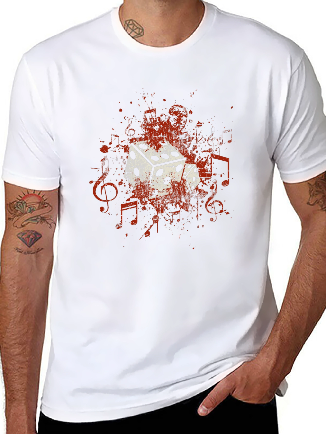Dice and Music Note Graphic Tee - Unisex