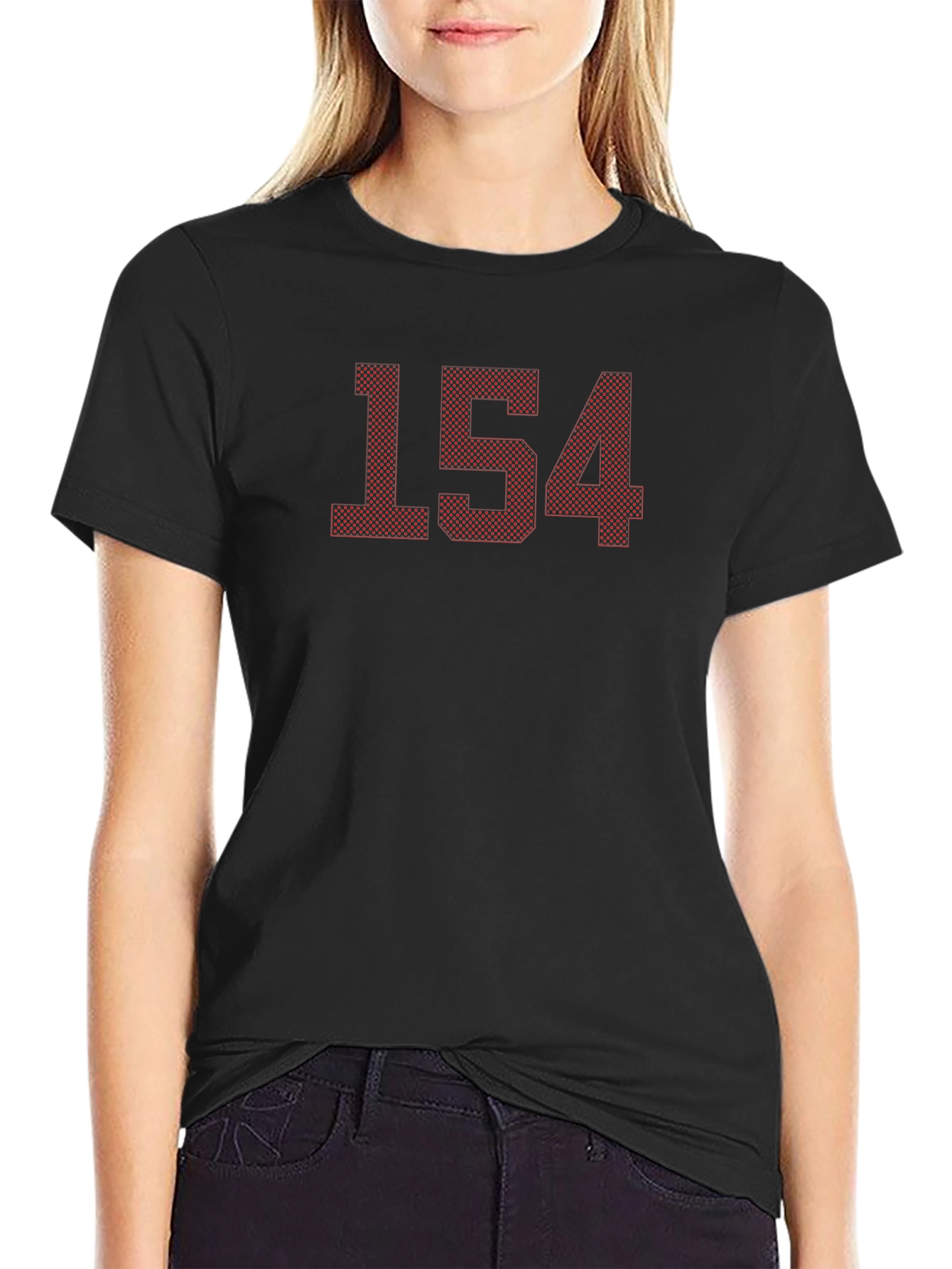 Black T-Shirt with Red 154 Print