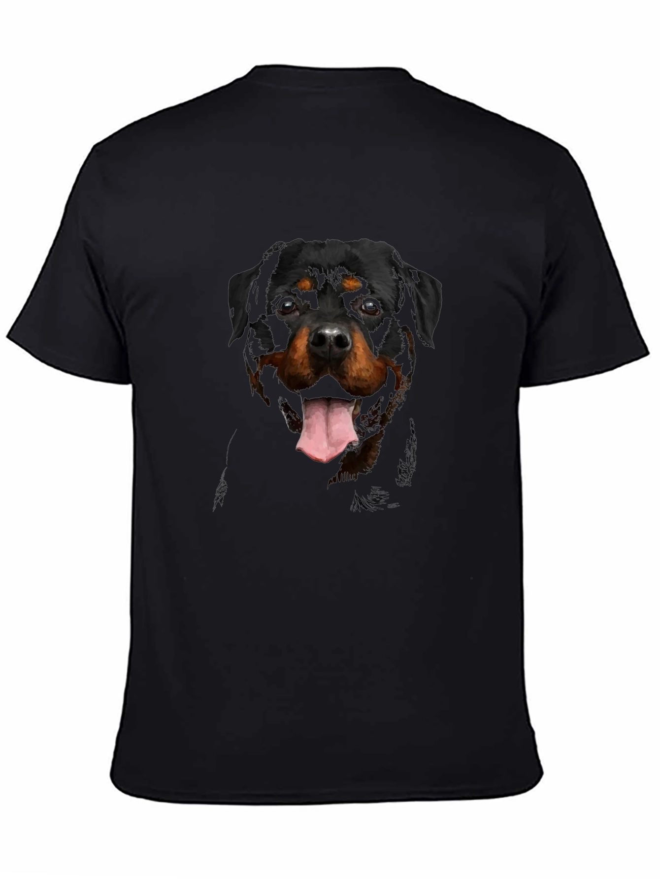 Rottweiler Dog Graphic Print Black T-Shirt