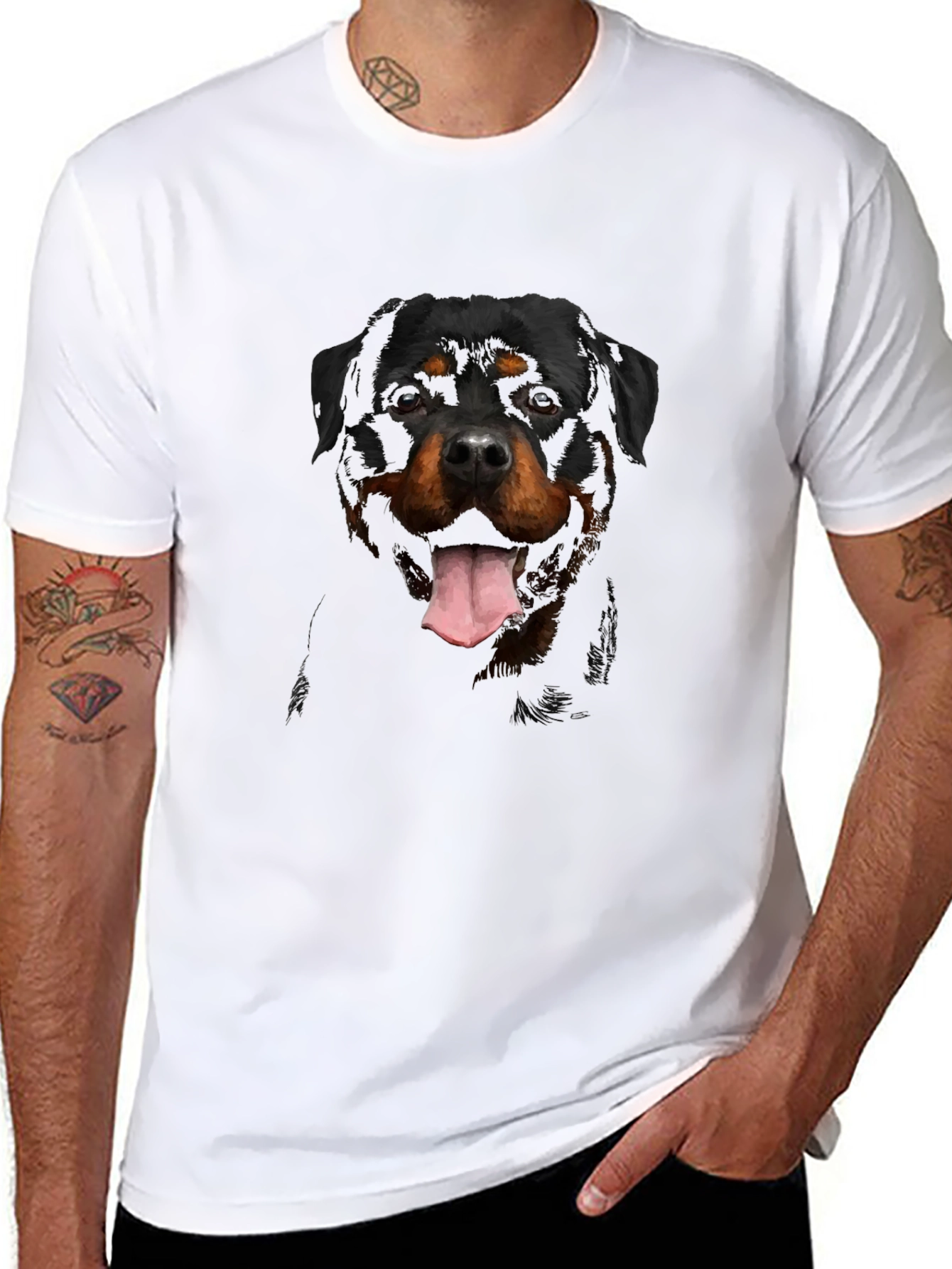 Rottweiler Dog Graphic Print Black T-Shirt