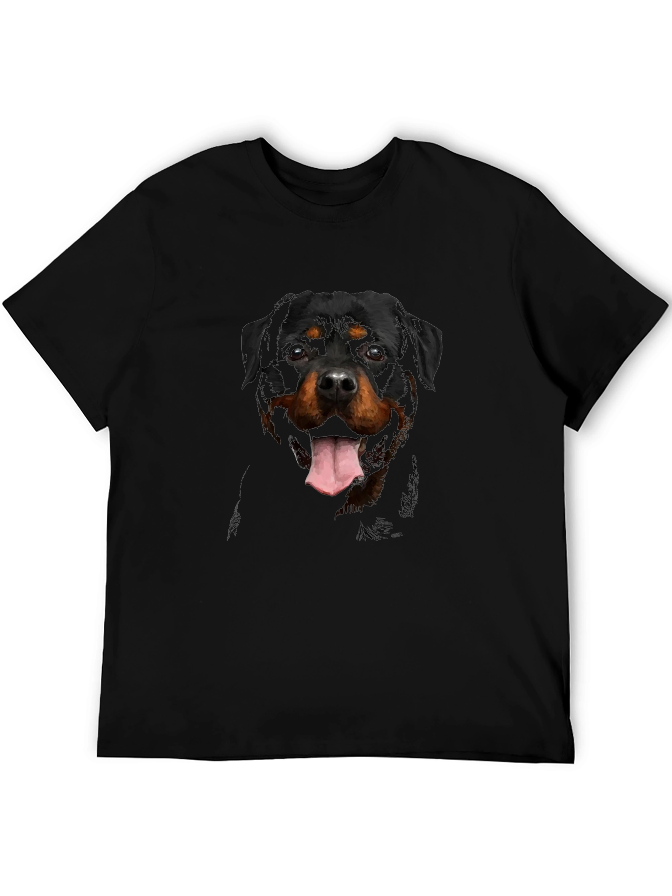 Rottweiler Dog Graphic Print Black T-Shirt