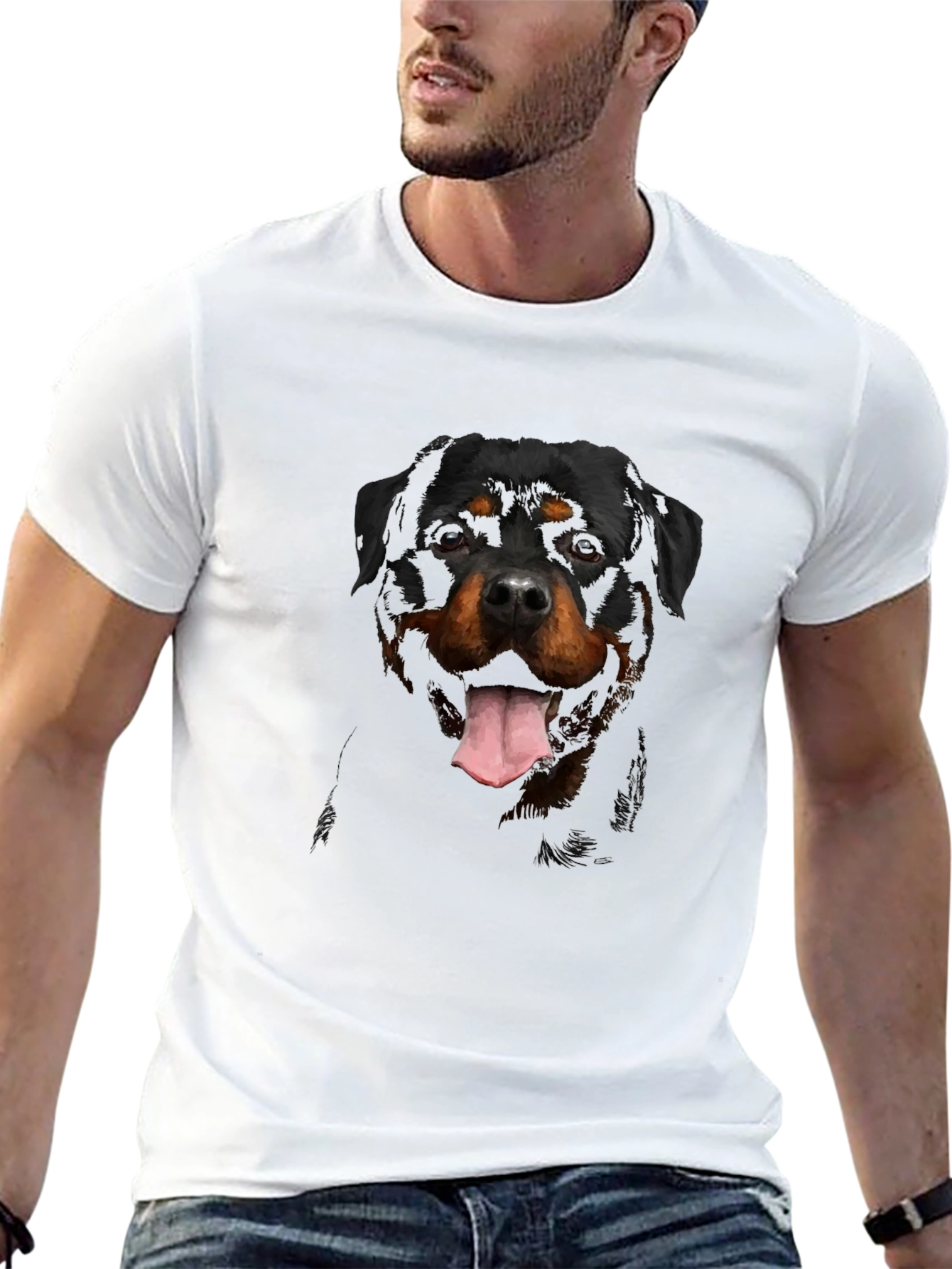 Rottweiler Dog Graphic Print Black T-Shirt