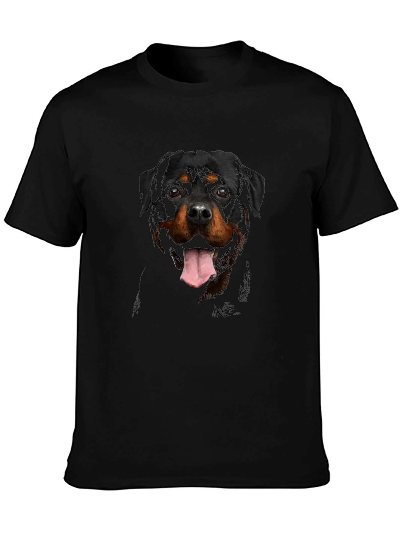 Rottweiler Dog Graphic Print Black T-Shirt