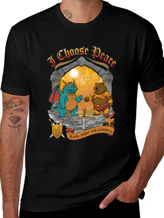 I Choose Peace Dragon vs Bear Rock Paper Scissors T-Shirt