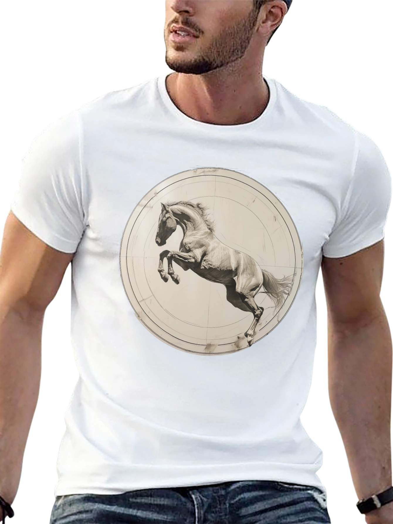 Black Tee with Horse Graphic
