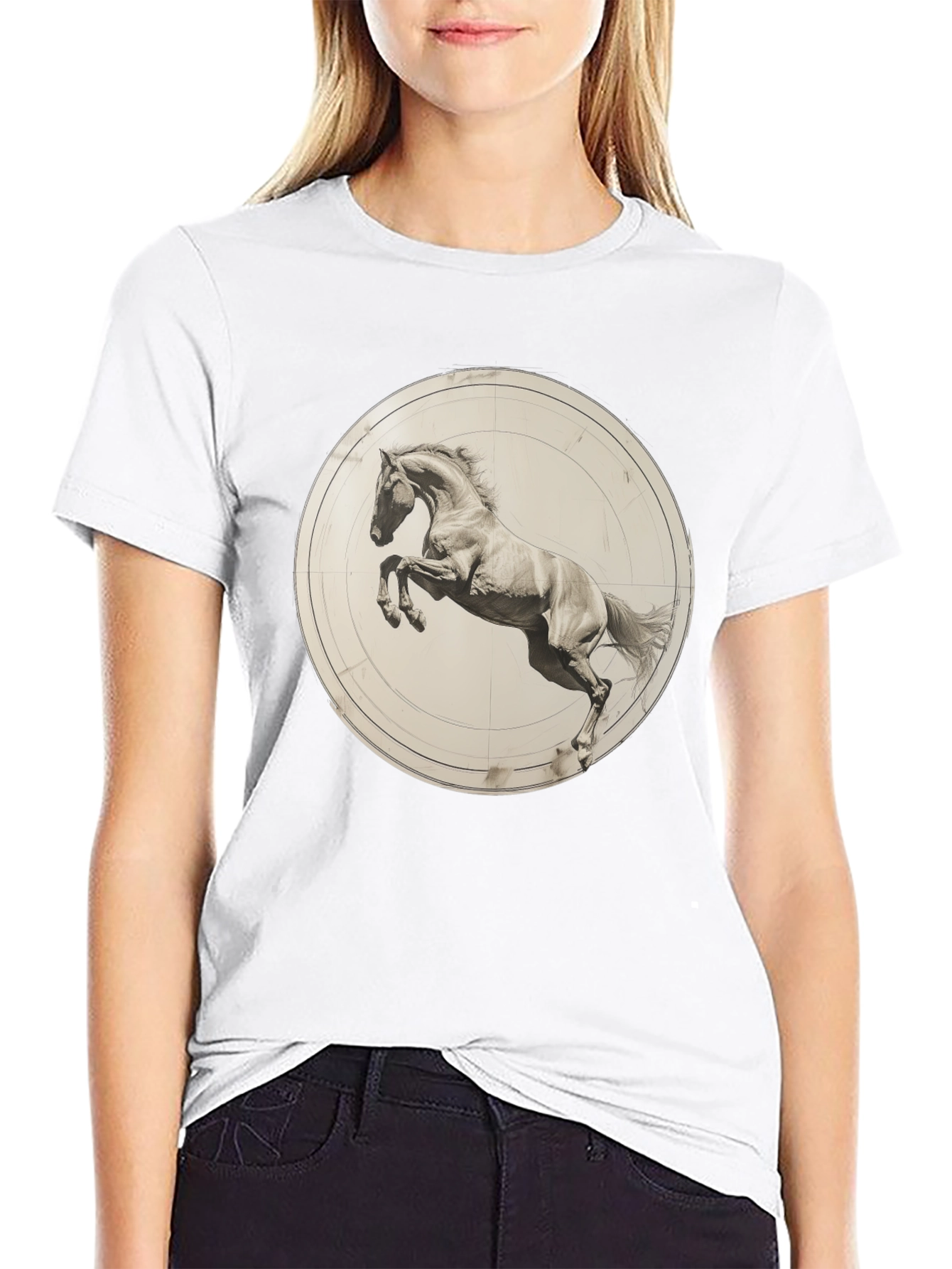 Black Tee with Horse Graphic