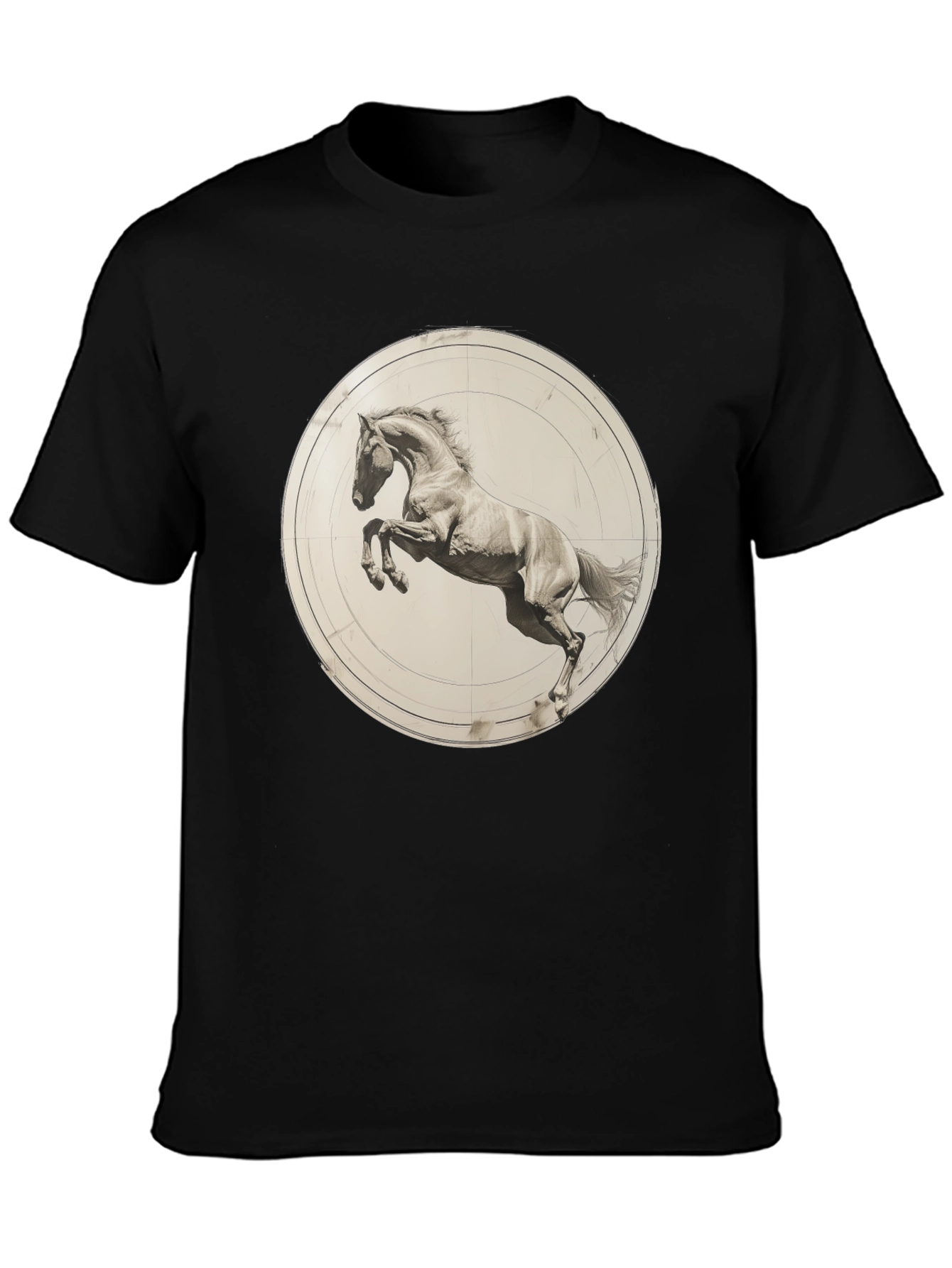 Black Tee with Horse Graphic