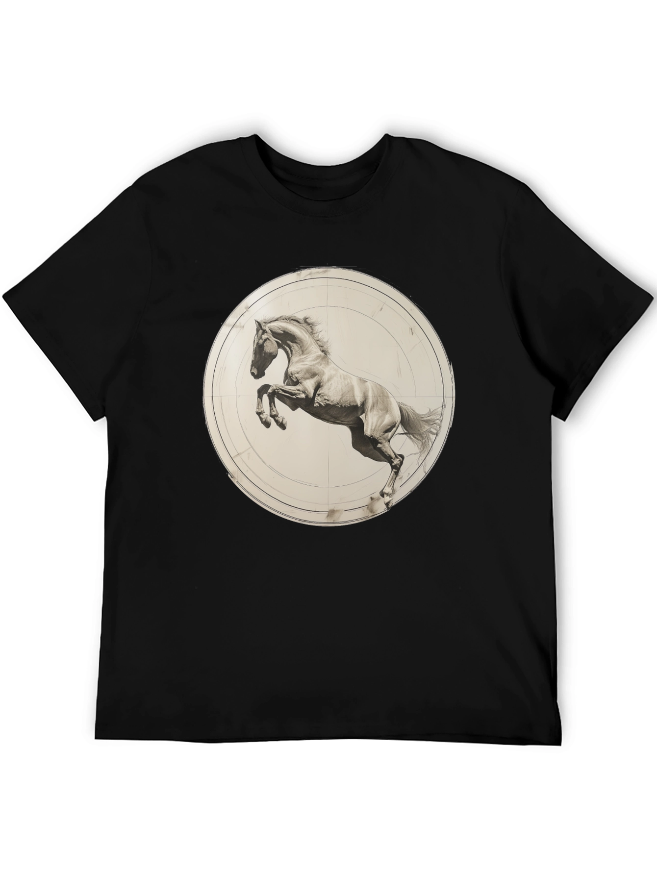 Black Tee with Horse Graphic