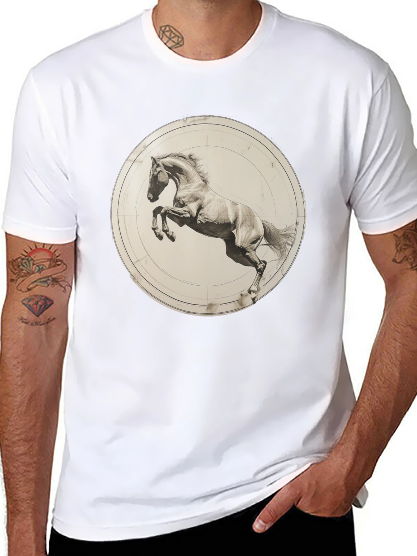 Black Tee with Horse Graphic