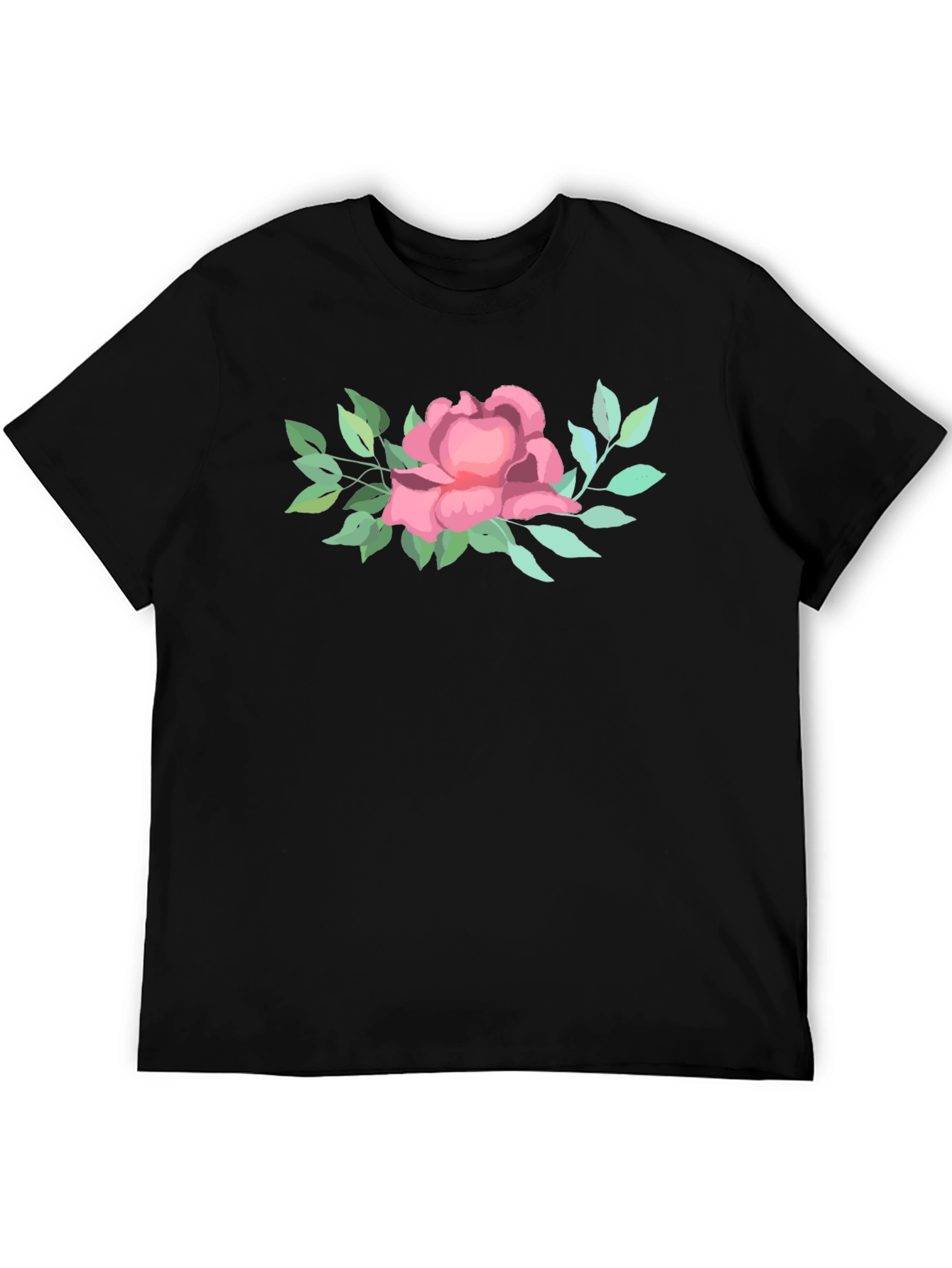 Black Floral T-Shirt: Elegant Botanical Design