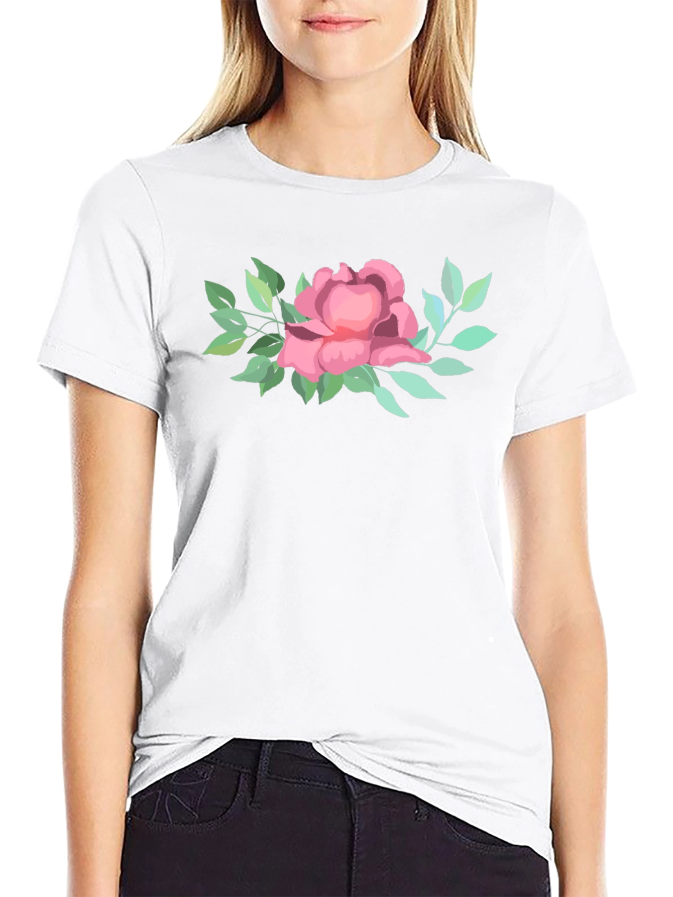 Black Floral T-Shirt: Elegant Botanical Design