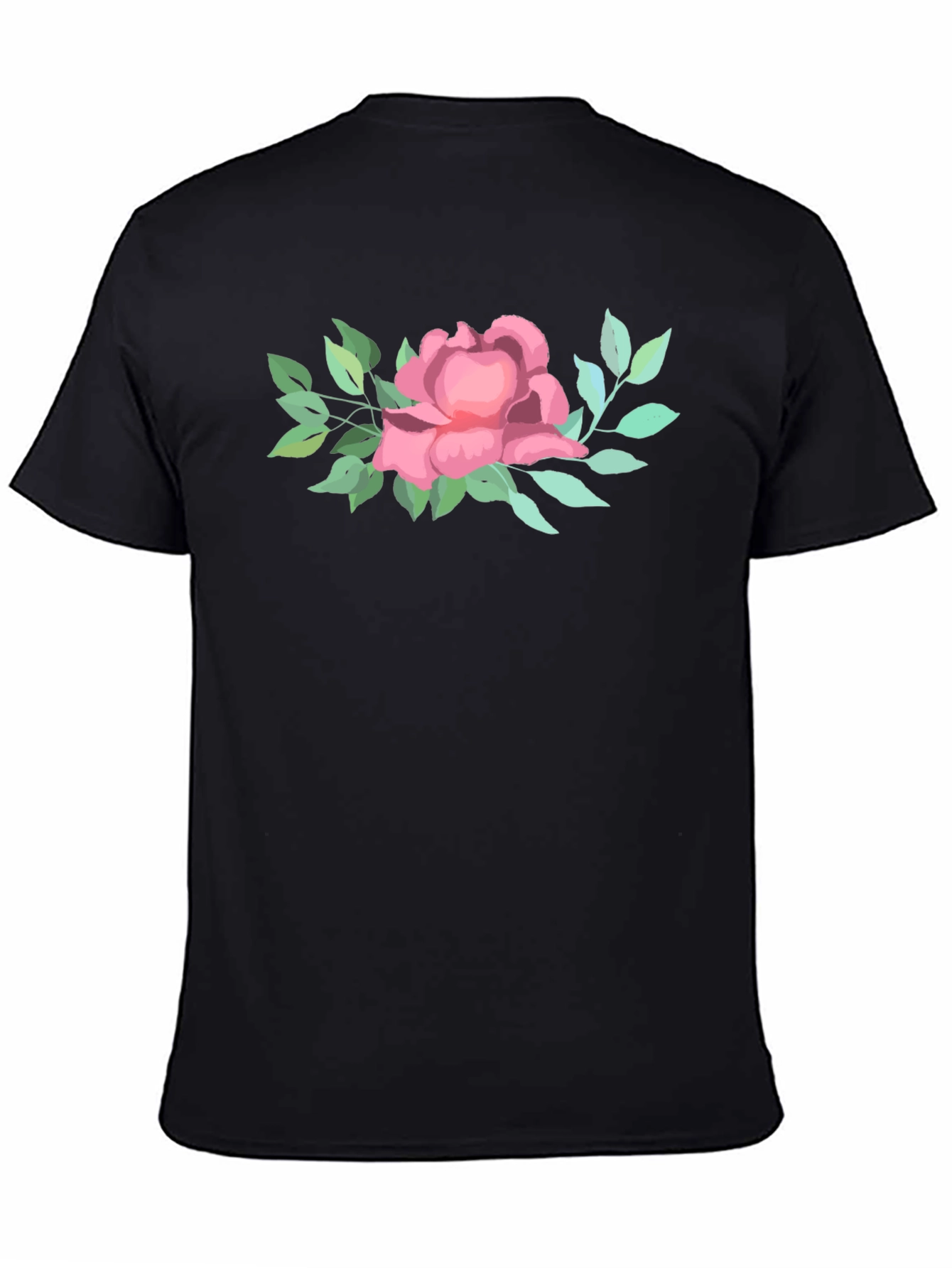 Black Floral T-Shirt: Elegant Botanical Design