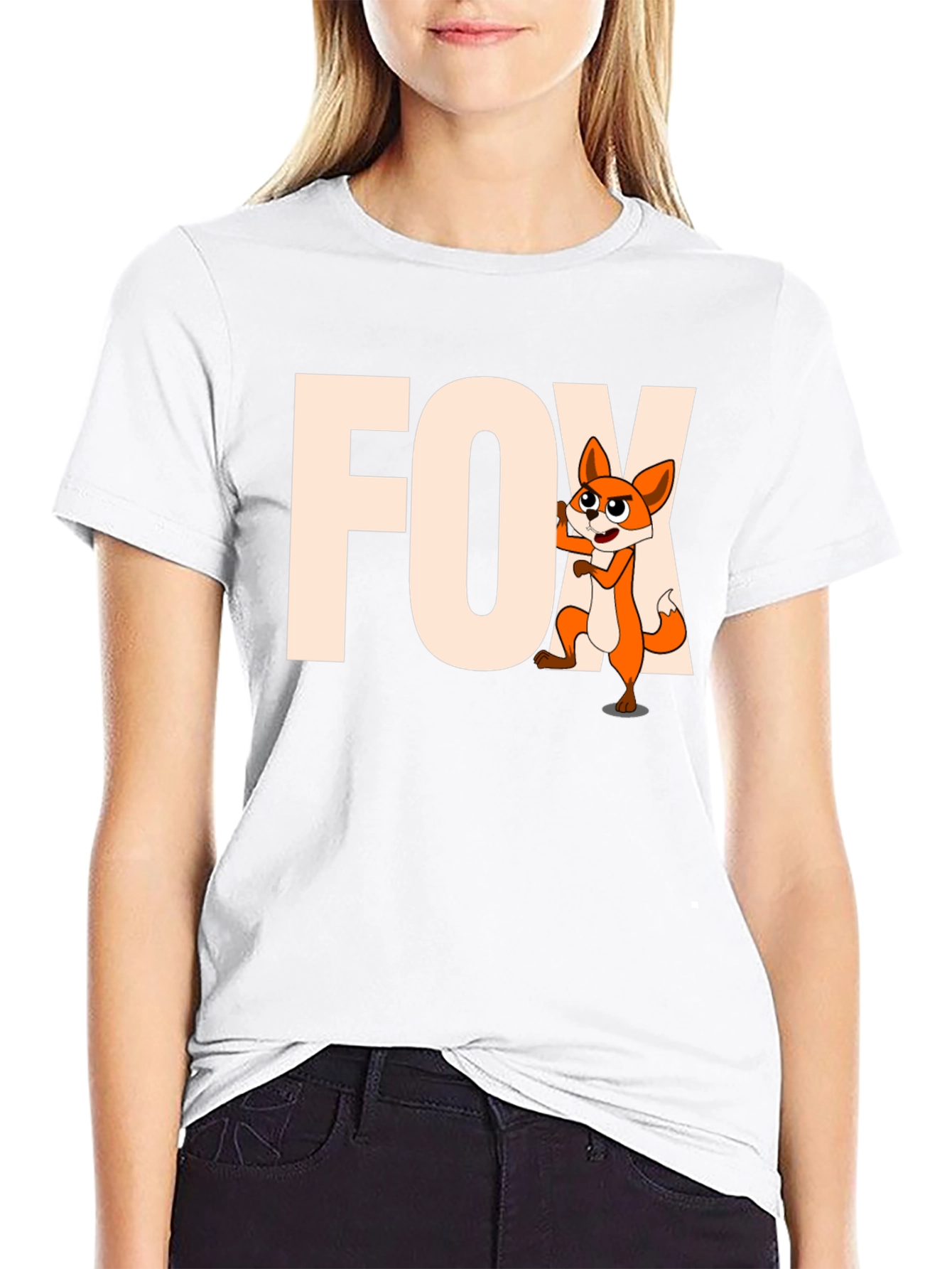 Funny Fox Cartoon Graphic Tee - Black Unisex T-Shirt