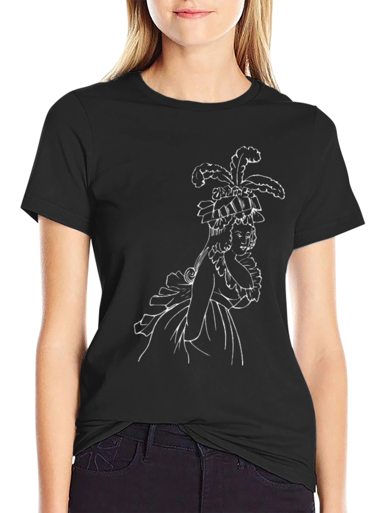 Elegant Black T-Shirt with White Graphic