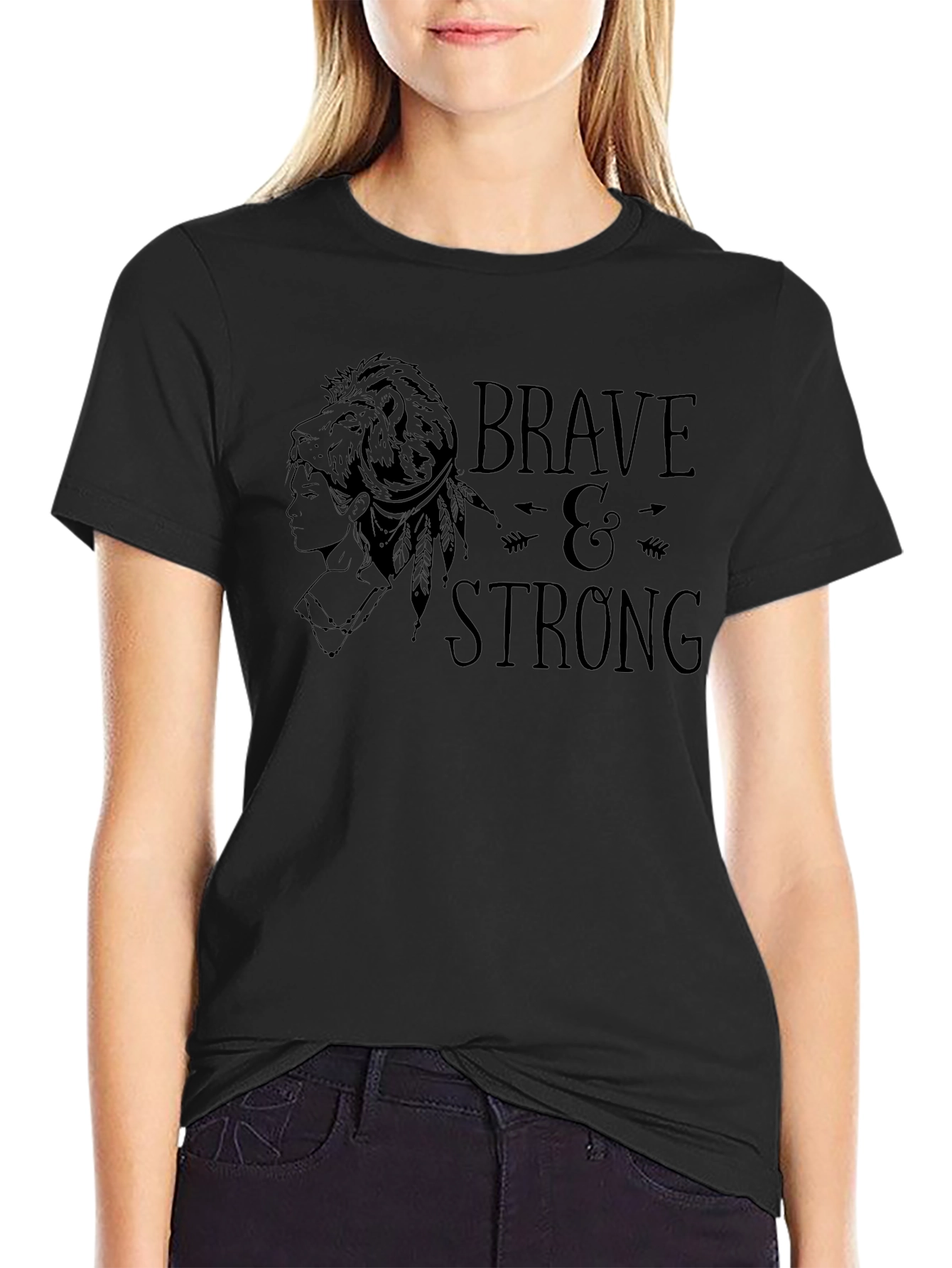 Brave & Strong Graphic T-Shirt - Black