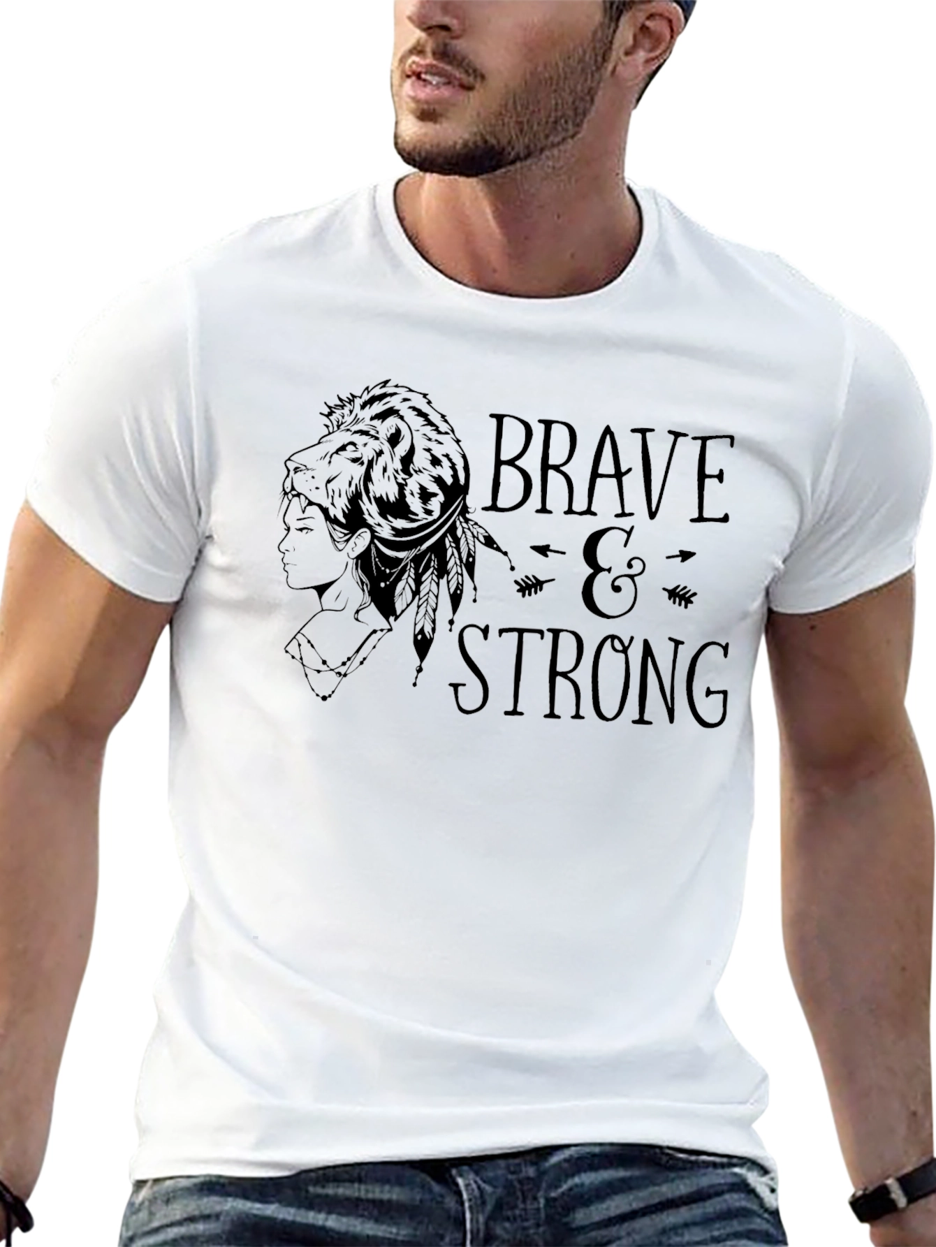 Brave & Strong Graphic T-Shirt - Black