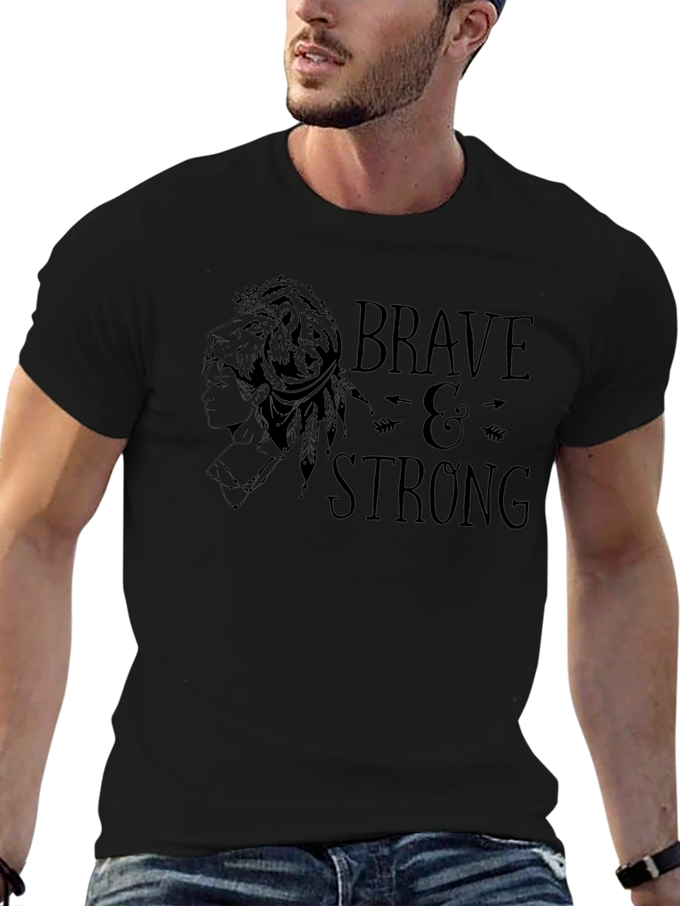 Brave & Strong Graphic T-Shirt - Black