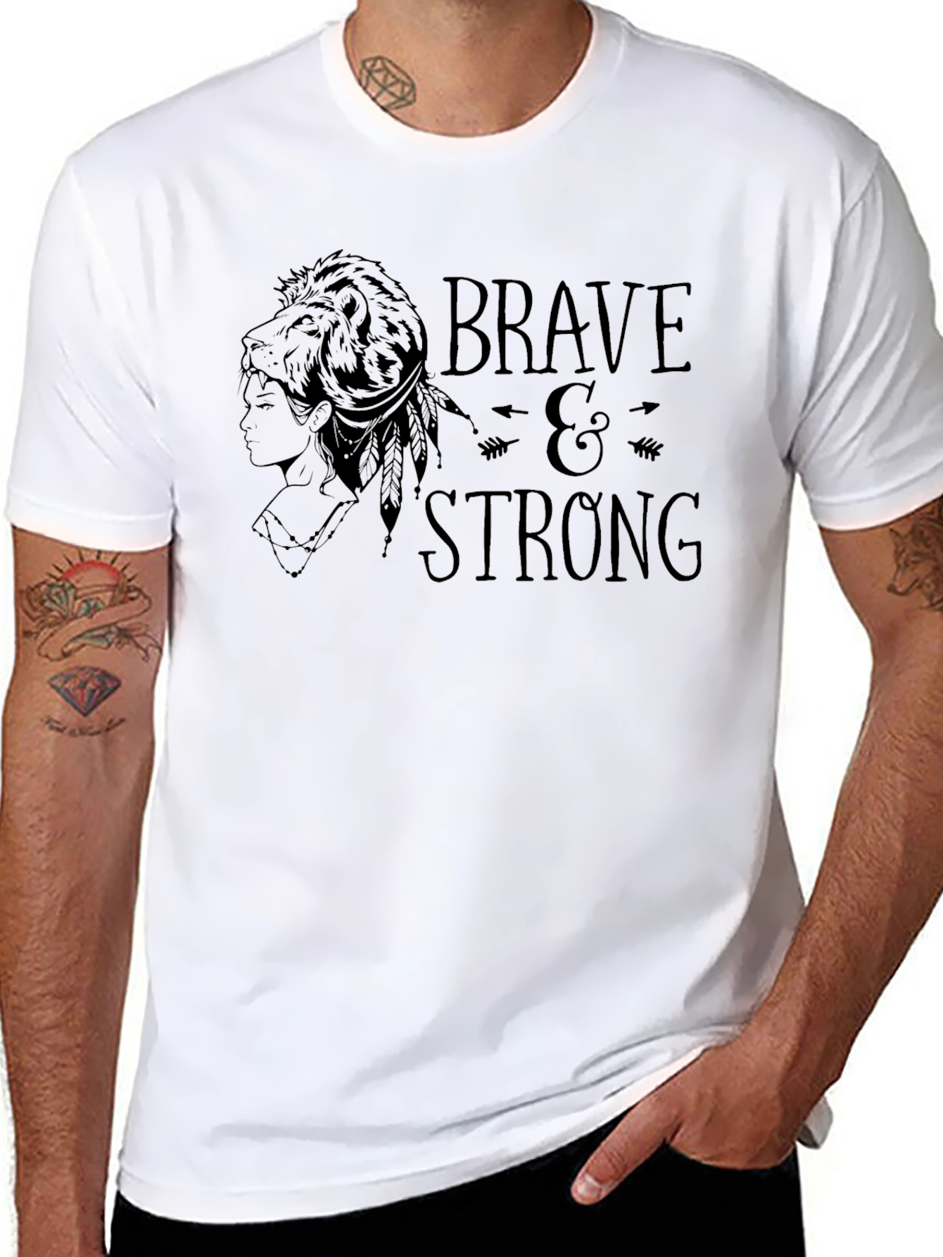 Brave & Strong Graphic T-Shirt - Black