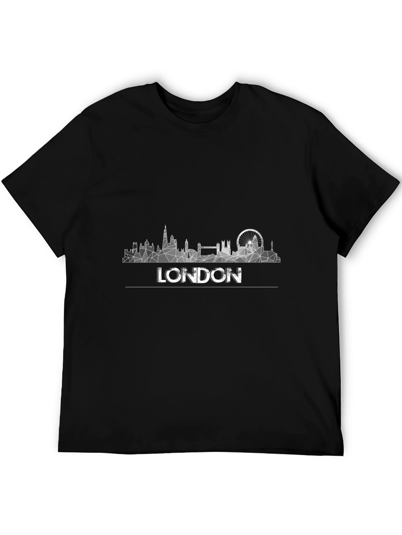 London Skyline Graphic Tee - Black Cotton T-Shirt