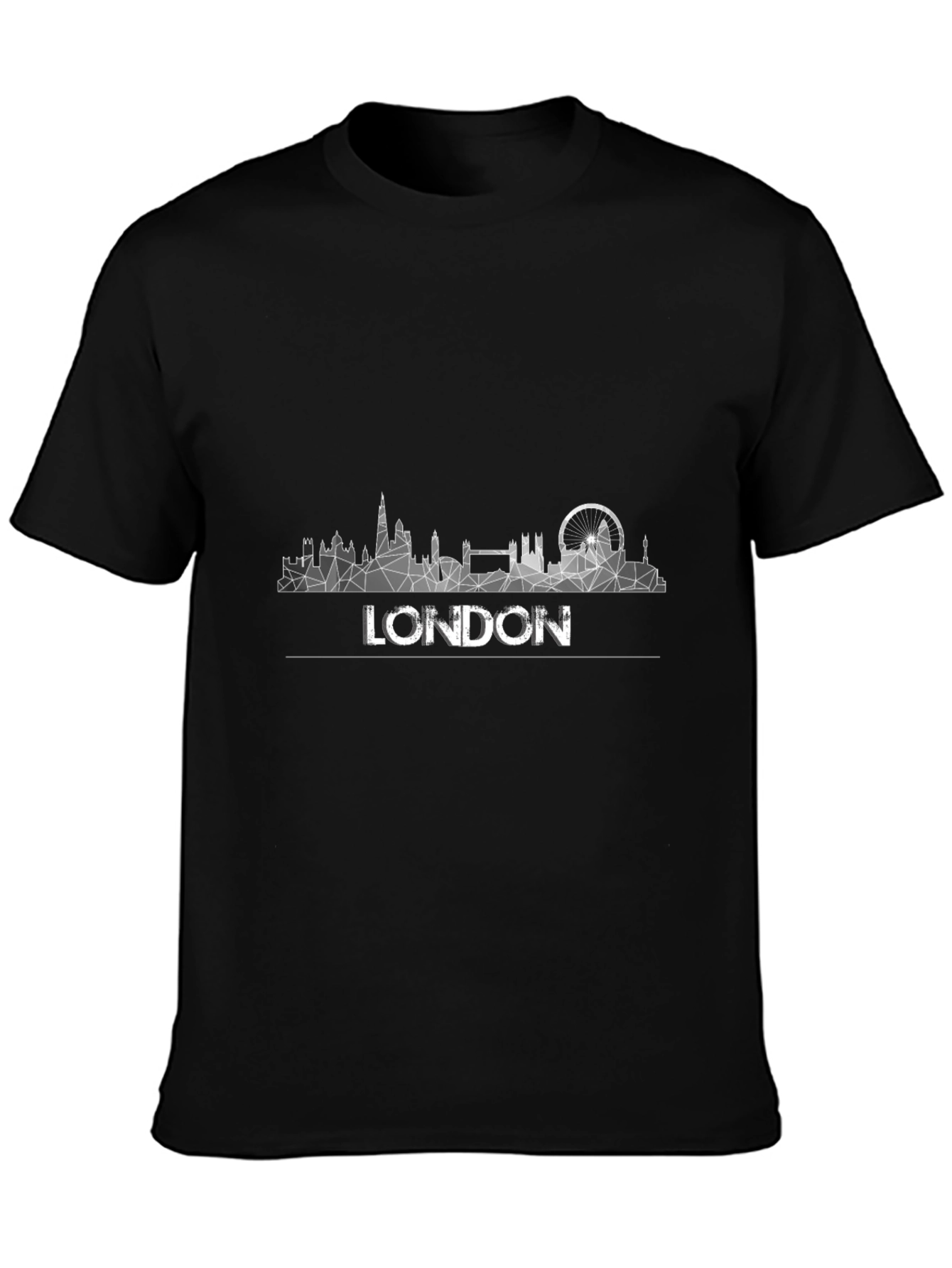London Skyline Graphic Tee - Black Cotton T-Shirt