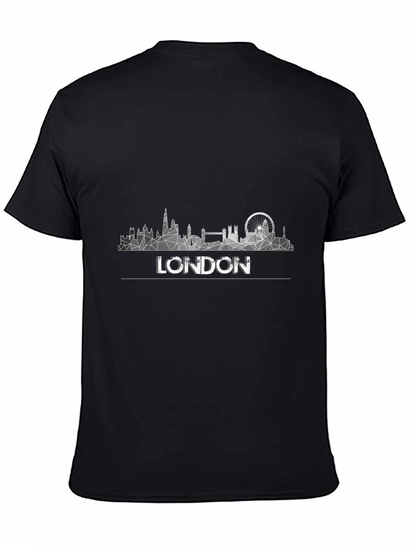 London Skyline Graphic Tee - Black Cotton T-Shirt
