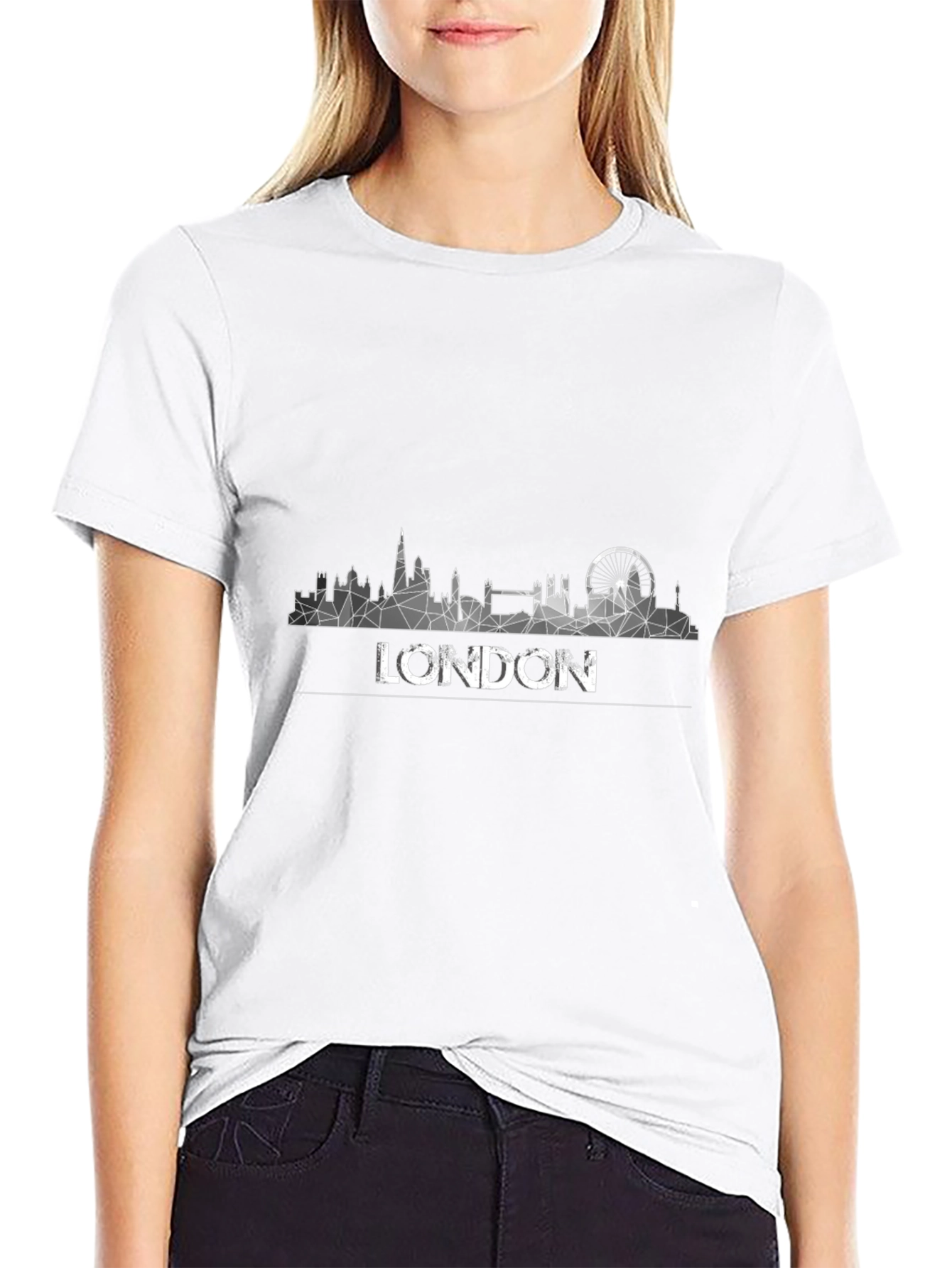 London Skyline Graphic Tee - Black Cotton T-Shirt
