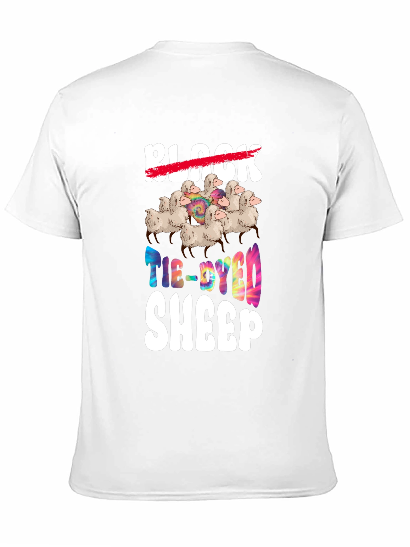 Tie-Dyed Sheep Graphic T-Shirt
