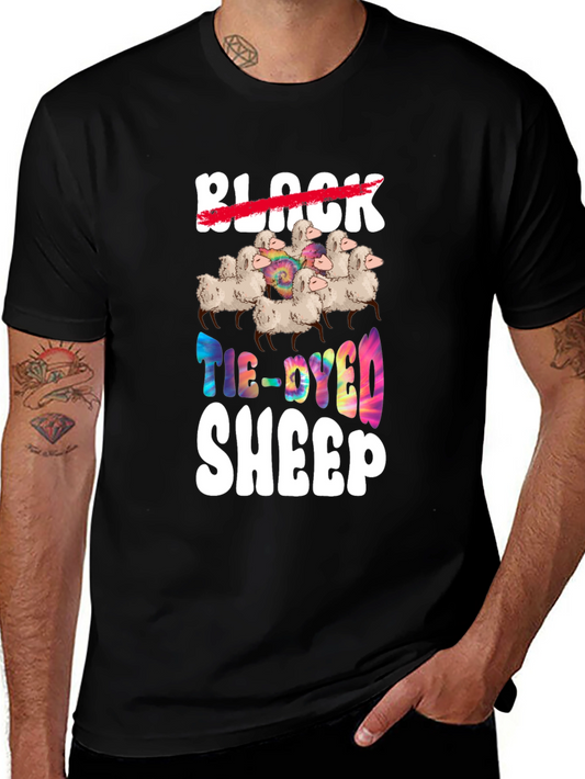 Tie-Dyed Sheep Graphic T-Shirt