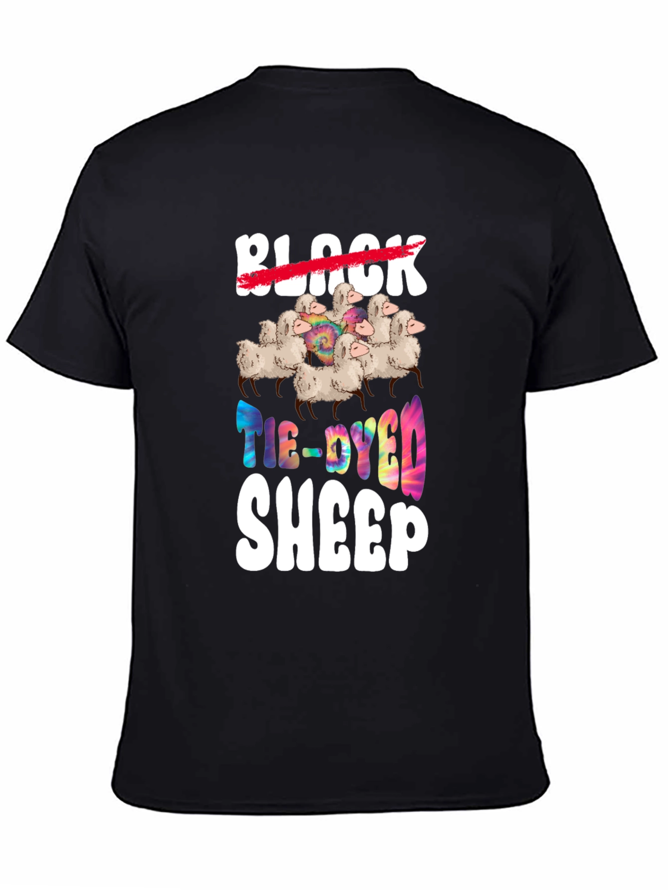 Tie-Dyed Sheep Graphic T-Shirt