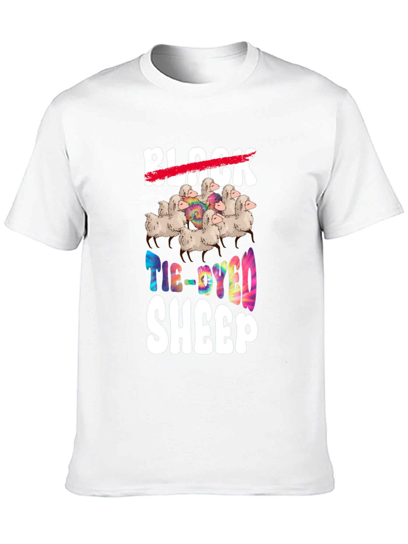 Tie-Dyed Sheep Graphic T-Shirt