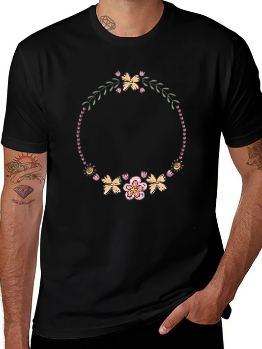 Floral Wreath T-Shirt - Black