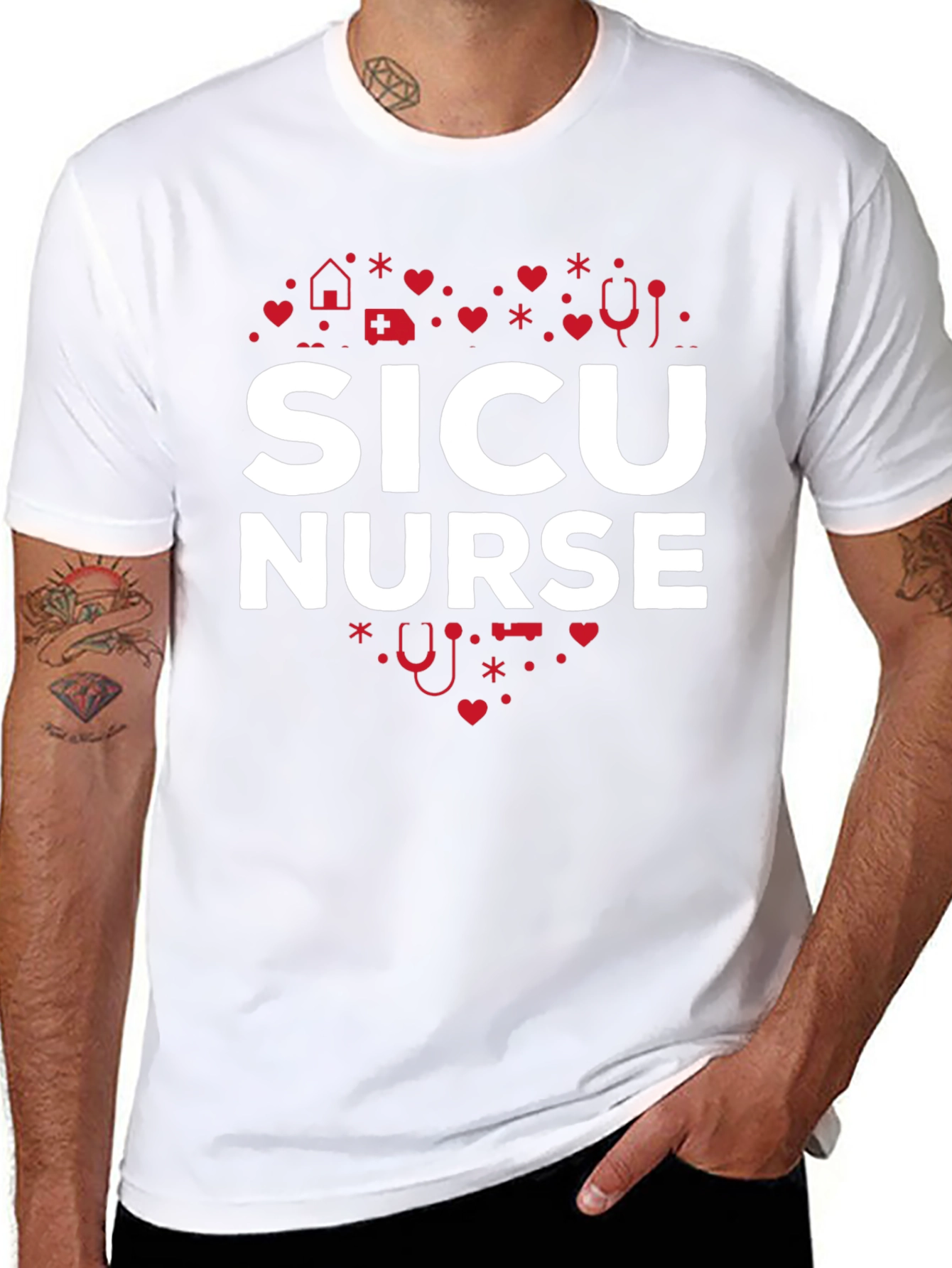 SICU Nurse Heart Graphic Tee - Black