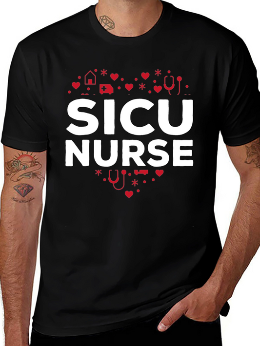 SICU Nurse Heart Graphic Tee - Black