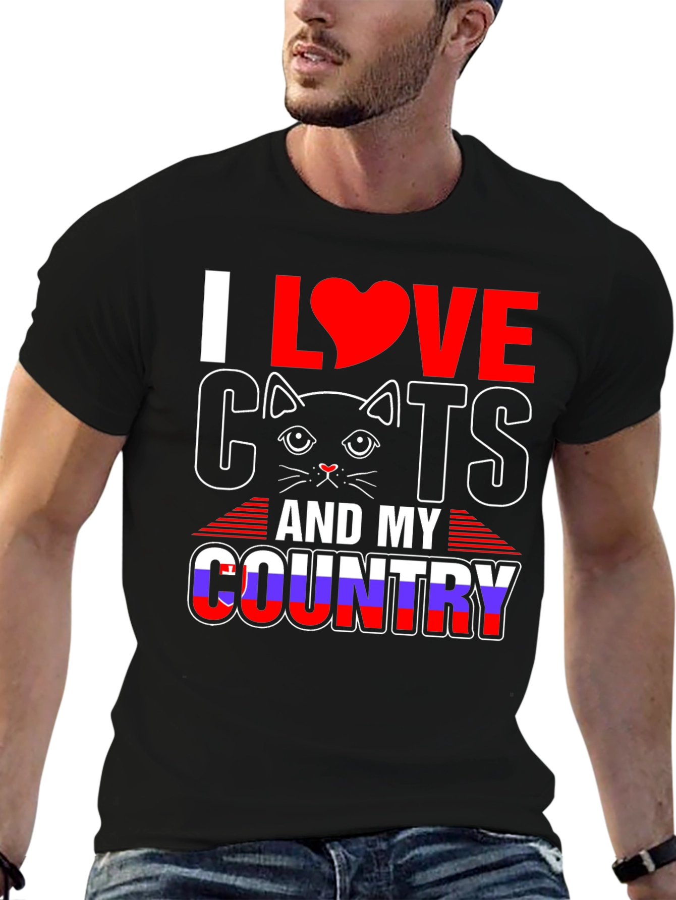 I Love Cats and My Country Graphic Tee