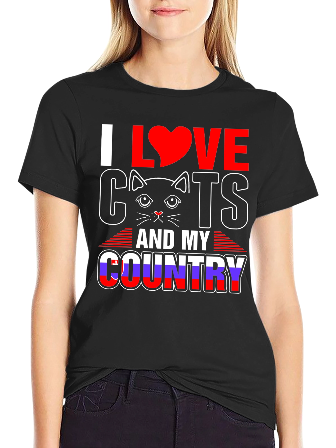 I Love Cats and My Country Graphic Tee