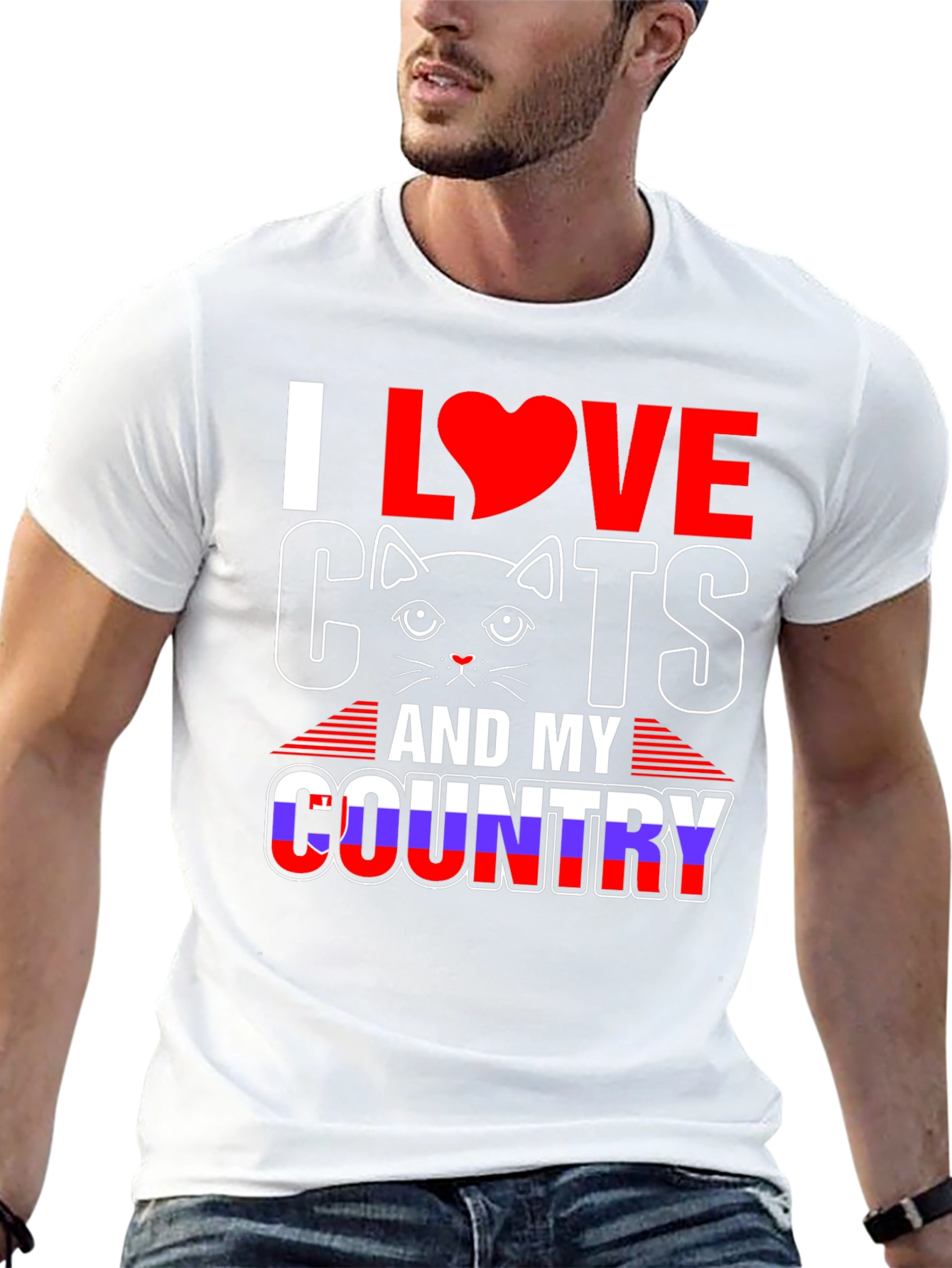 I Love Cats and My Country Graphic Tee
