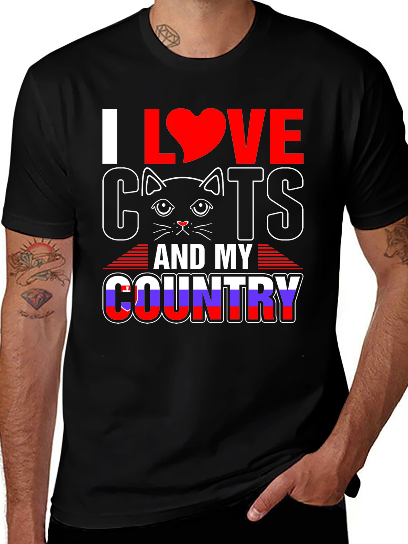 I Love Cats and My Country Graphic Tee