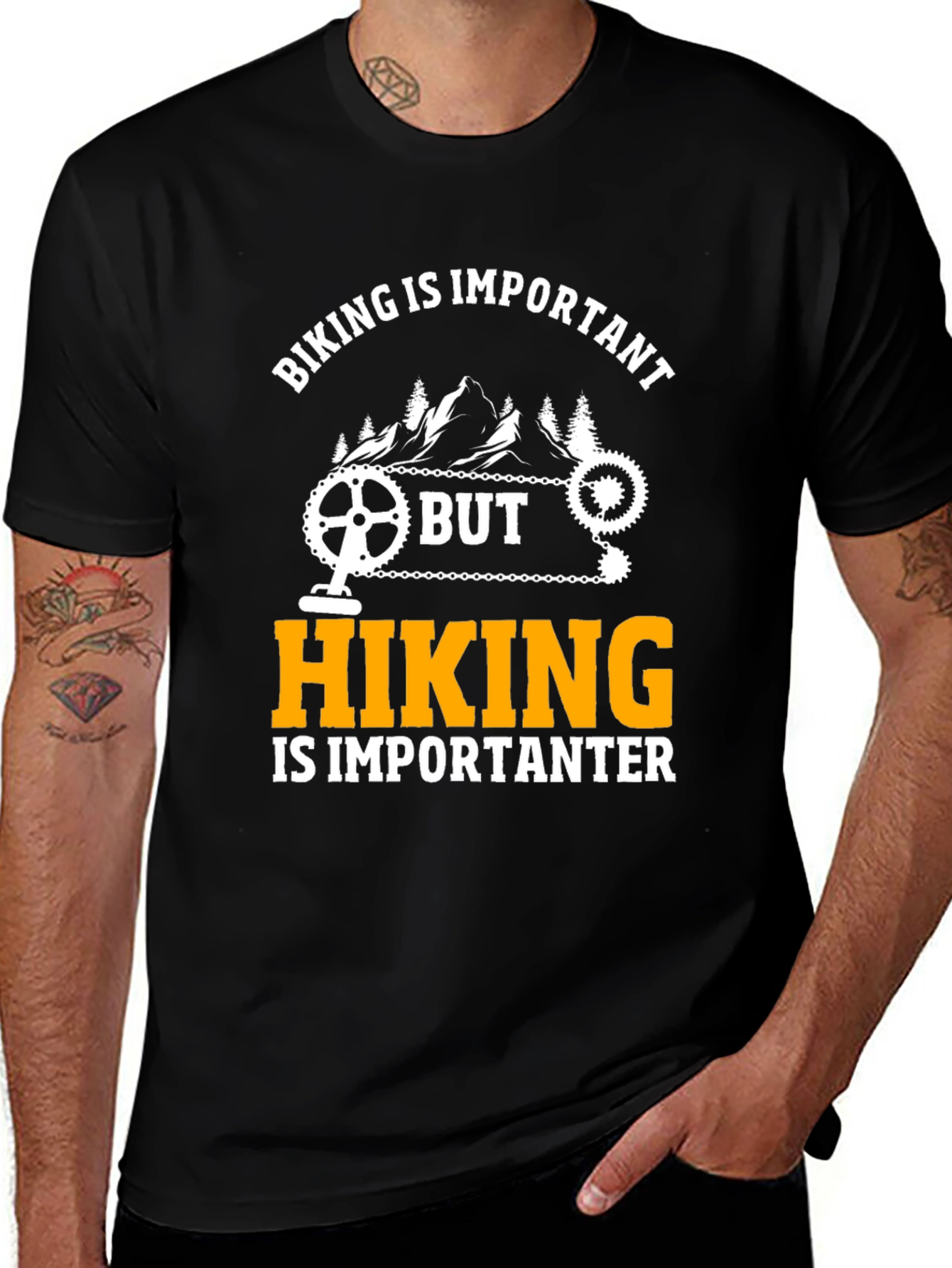 Funny Biking and Hiking Graphic T-Shirt